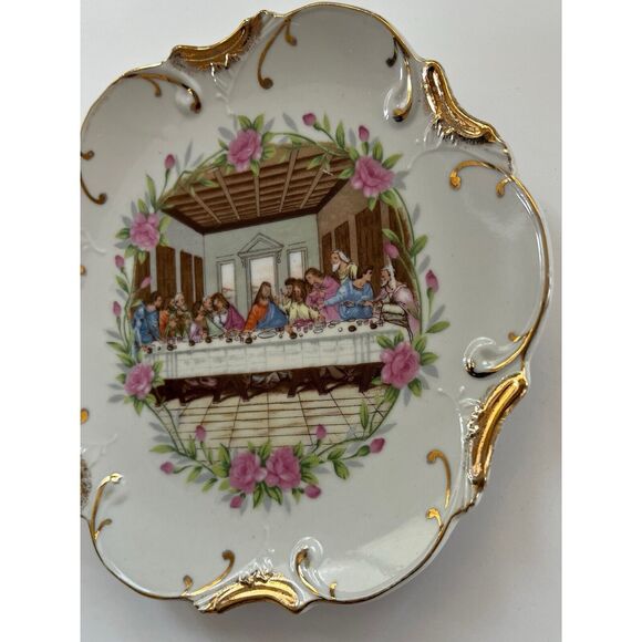 Vintage 18k Gold Trim The Last Supper 8 Inch Decorative Plate Made In Japan - Picture 2 of 6